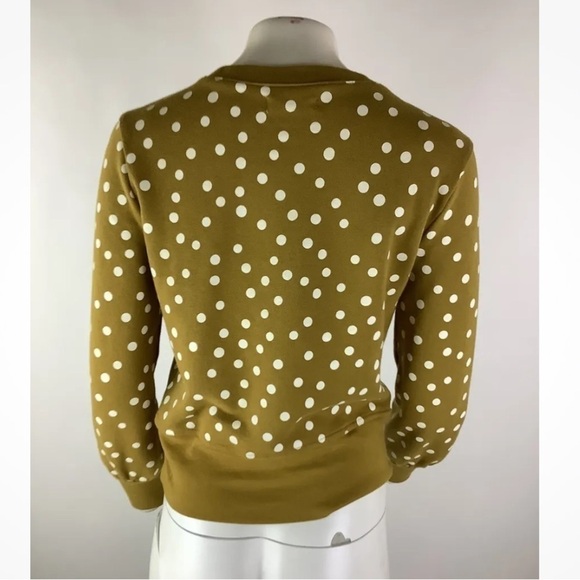 Madewell Sz S Banded Sweatshirt In Polka Dot Print Gold Cotton Polyester - Picture 5 of 7
